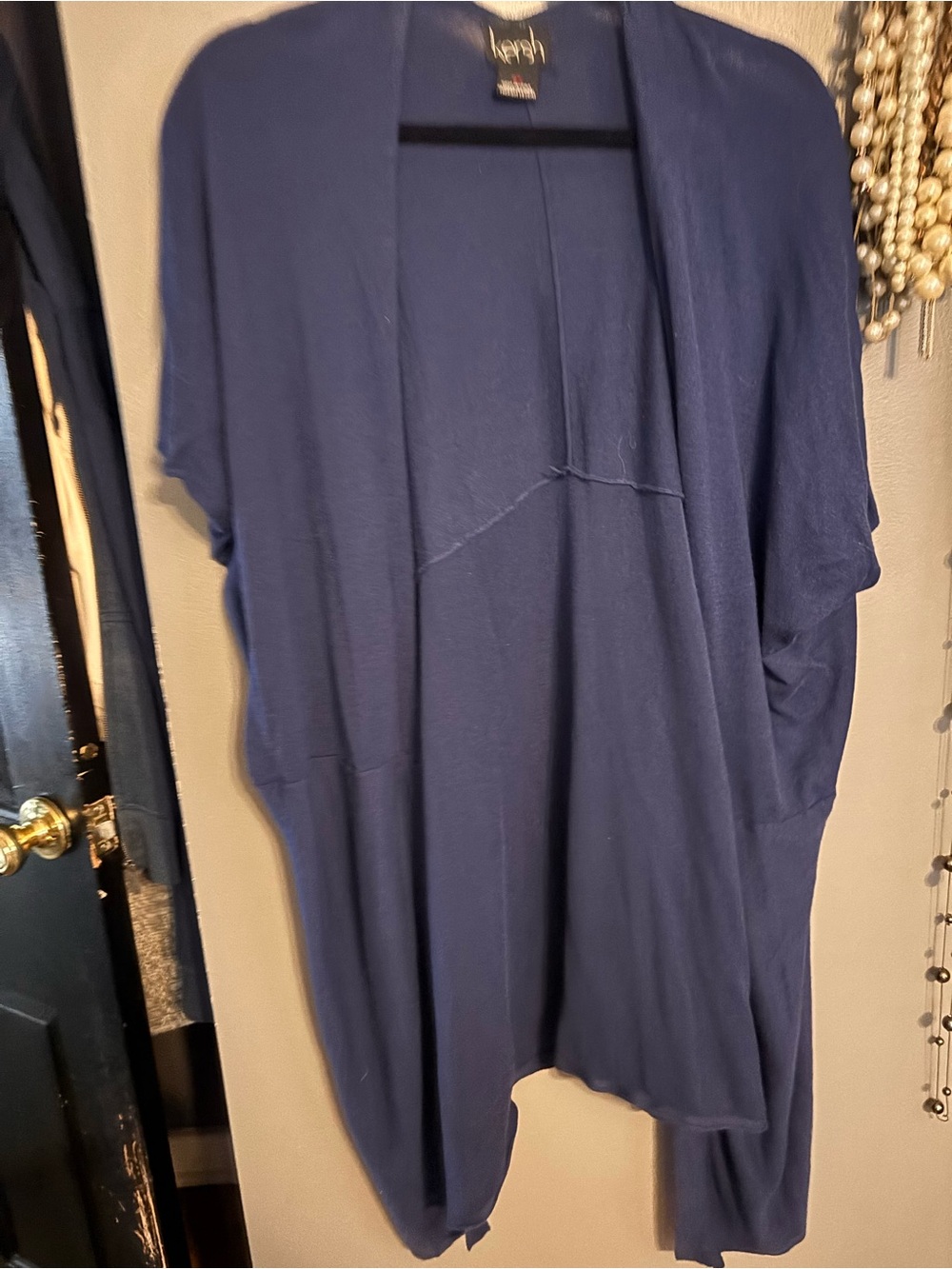 Kersh Women's Navy Open Front Draped Cardigan